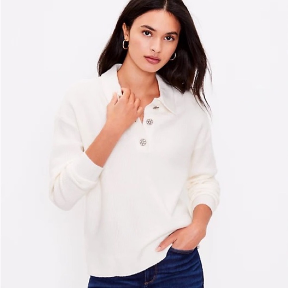 Loft Jewel Button Polo Sweater